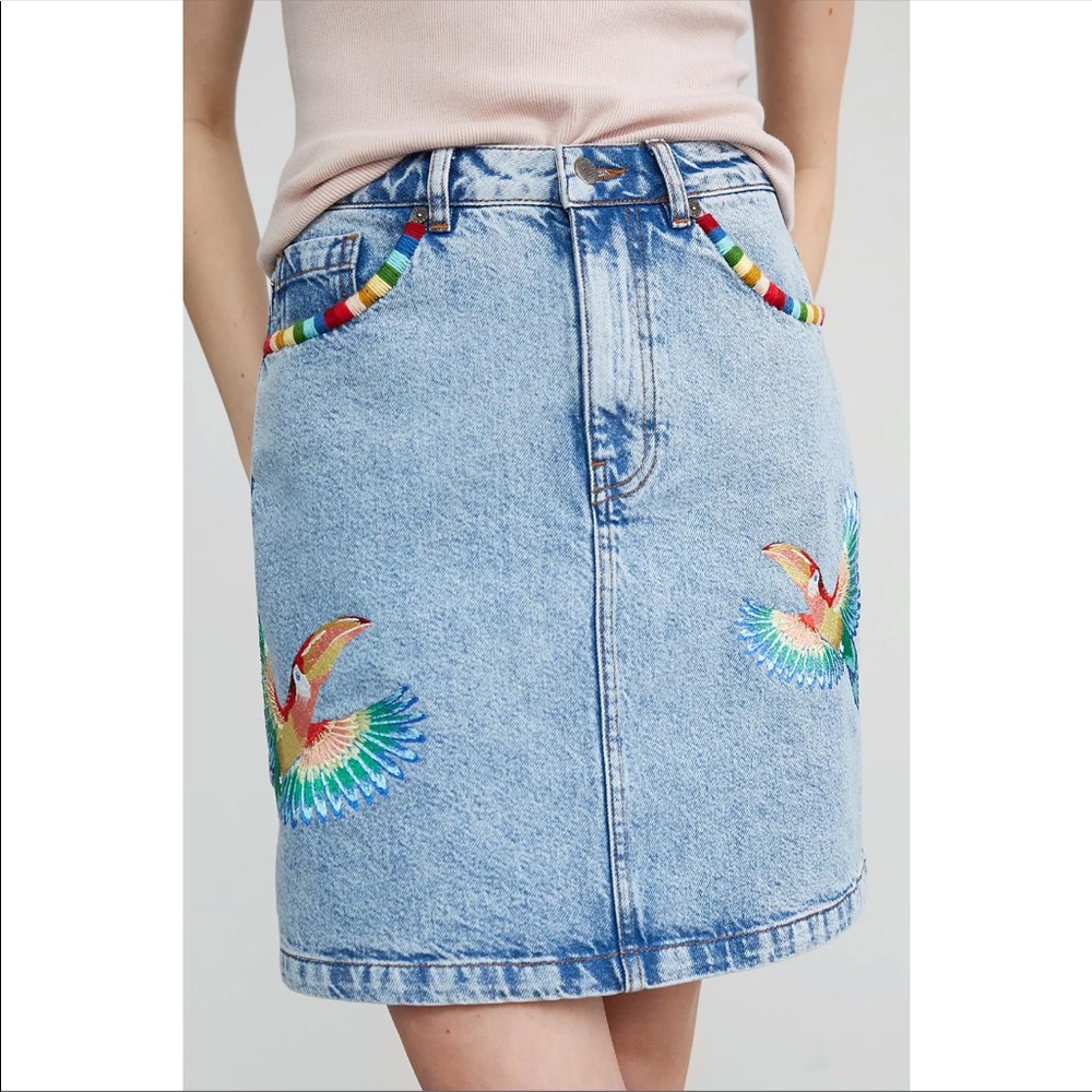 Farm Rio Denim Mini Skirt - Picture 2 of 12